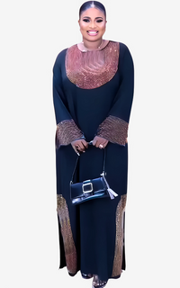Robe Boubou Africaine Noir Pailletée
