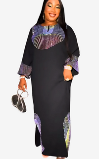 Robe Boubou Africaine Noir Pailletée