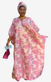 Robe Boubou Africaine Rose Col V