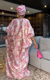 Robe Boubou Africaine Rose Col V