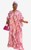 Robe Boubou Africaine Rose Col V