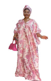 Robe Boubou Africaine Rose Col V