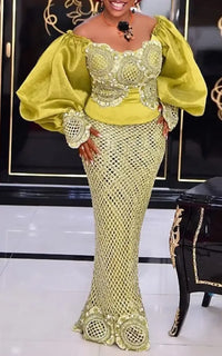 Robe de Soirée Africaine Jaune