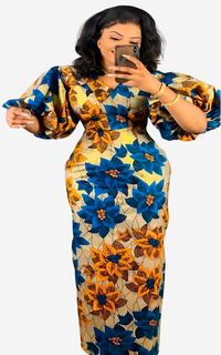 Robe Élégante Africaine Manche Lanterne