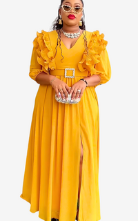Robe Mousseline Africaine Avec Ceinture