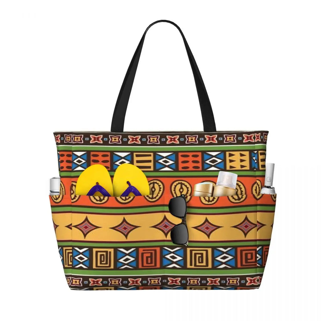 Sac Cabas Plage Imprimé Afrique 100% Coton - Taille Medium - Neuf Sans étiquette