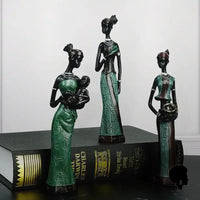 Statuette 3 Femmes Africaines Vertes