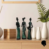 Statuette 3 Femmes Africaines Vertes