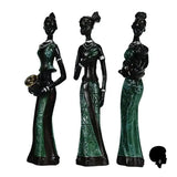 Statuette 3 Femmes Africaines Vertes