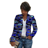 Veste Africaine Courte Noire et Bleue